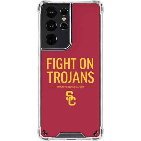 University of Southern California Fight On Trojans Red Galaxy S21 Ultra 5G Clear Case